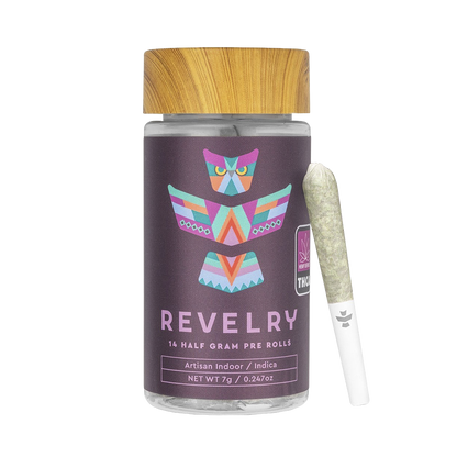 Revelry Premium Indoor THCA Pre-Rolls | Indica | 7 Piece Jar
