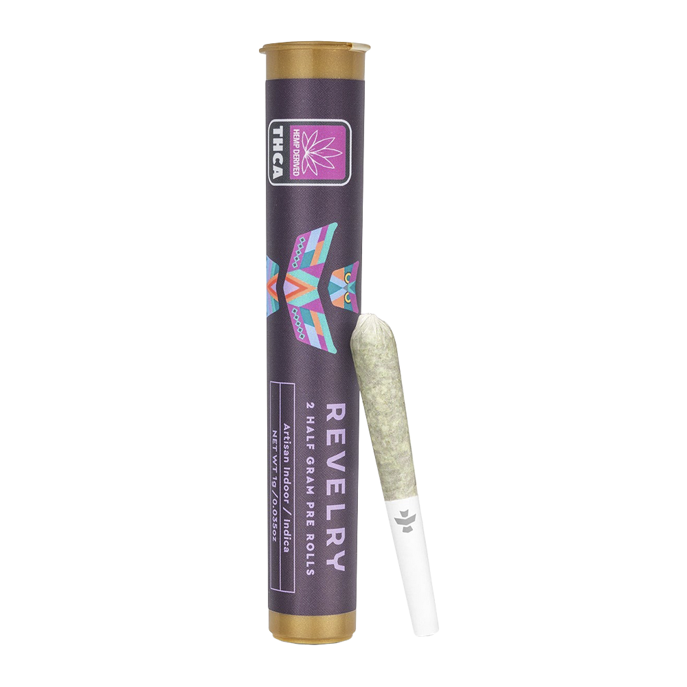 Revelry Premium Indoor THCA Pre-Rolls | Indica | 2 Piece Tube