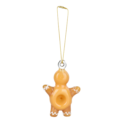 Santa's Secret Hangable Ornament Hand Pipe | Gingerbread Cookie | Back View