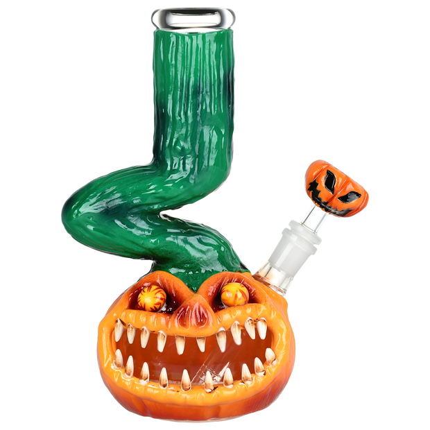 Scary Pumpkin Bent Neck Bong | Front View