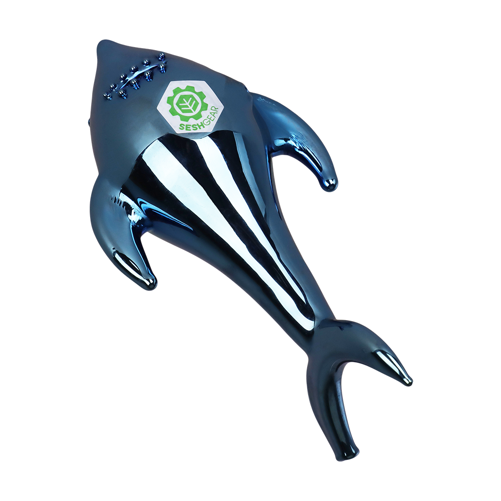 SeshGear Cobalt Chomper Electroplated Hand Pipe | Bottom View