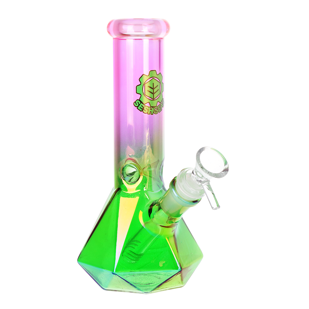 SeshGear Diamond Ombre Beaker Bong | Pink to Green Gradient