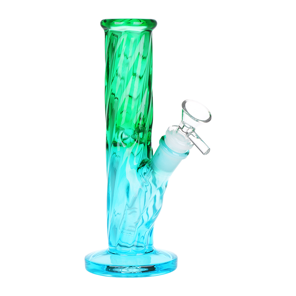 SeshGear Ombre Twist Straight Tube Bong | Green Blue Gradient
