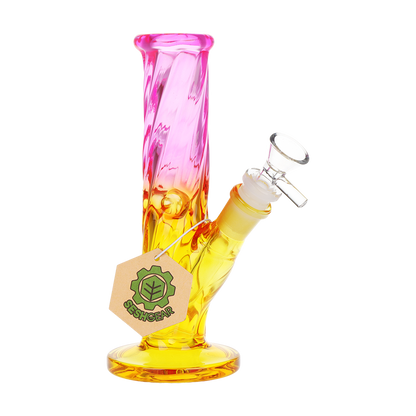 SeshGear Ombre Twist Straight Tube Bong | Pink Yellow Gradient