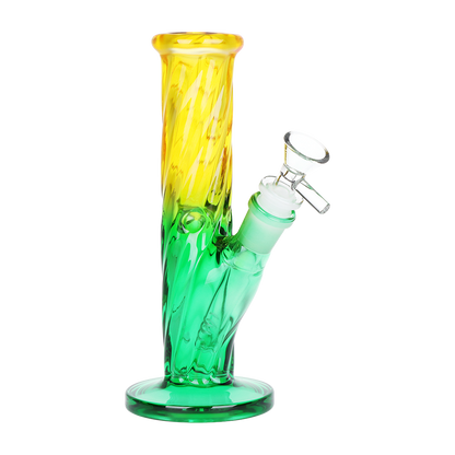 SeshGear Ombre Twist Straight Tube Bong | Yellow Green Gradient