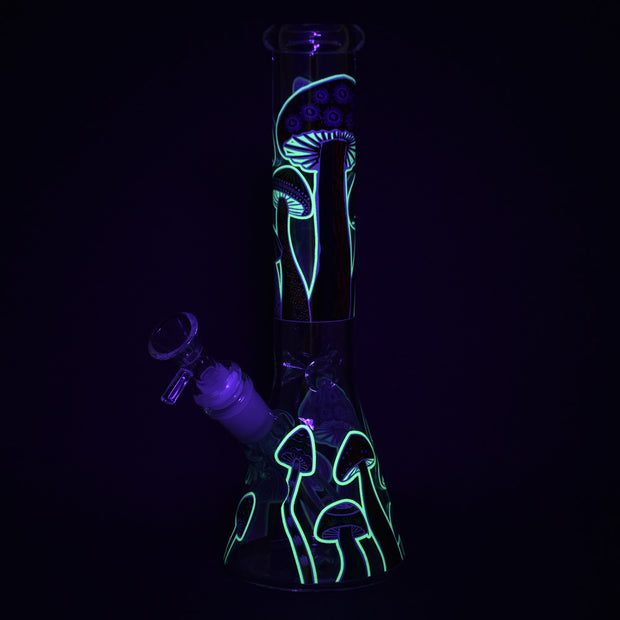 Shroom Silhouette Glow Beaker Bong | Glow In The Dark