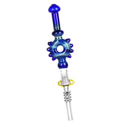 Studded Donut Dab Straw | Quartz Tip | Blue
