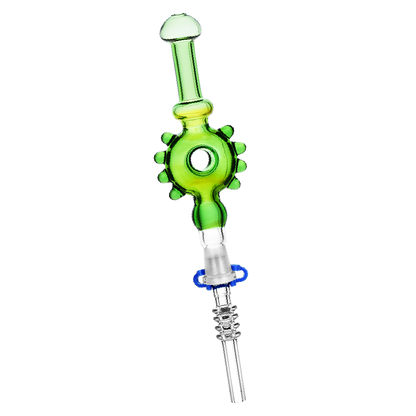 Studded Donut Dab Straw | Quartz Tip | Green