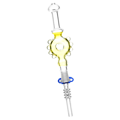 Studded Donut Dab Straw | Quartz Tip | Yellow
