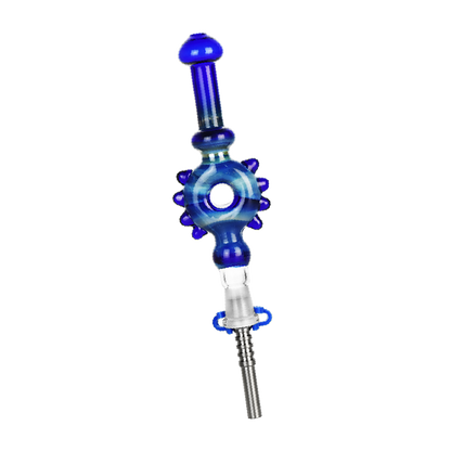 Studded Donut Dab Straw | Titanium Tip | Blue