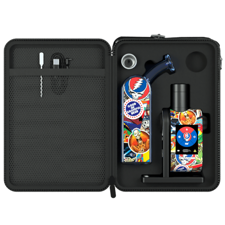 Stündenglass Modül Dok Deluxe Travel Kit | Grateful Dead Legacy Patchwork | Case Open View