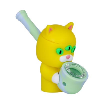 Three-Eyed Cat Secret Stash Silicone Hand Pipe | Front View