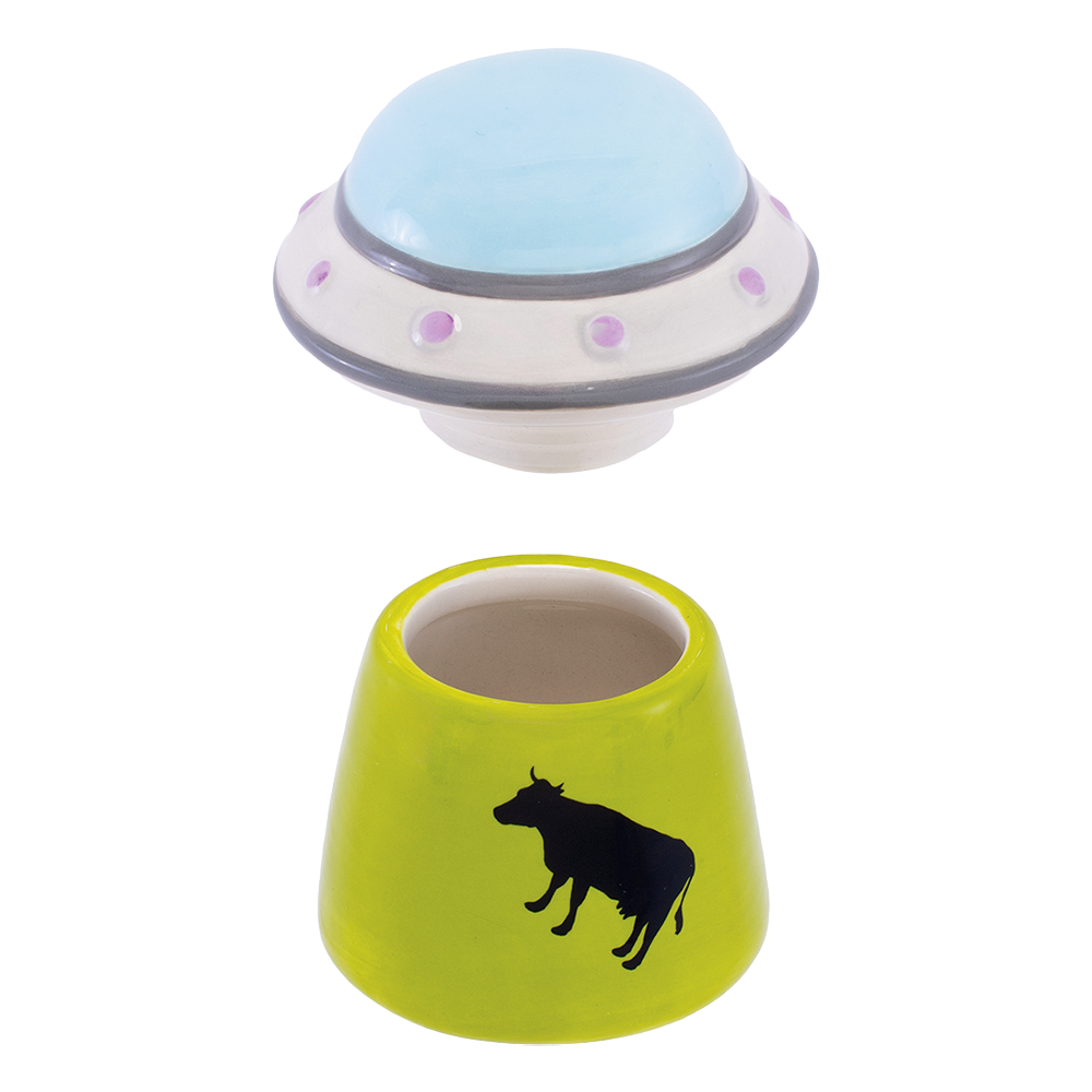 UFO Cow Ceramic Stash Jar | Open View