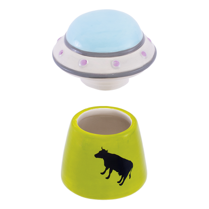 UFO Cow Ceramic Stash Jar | Open View