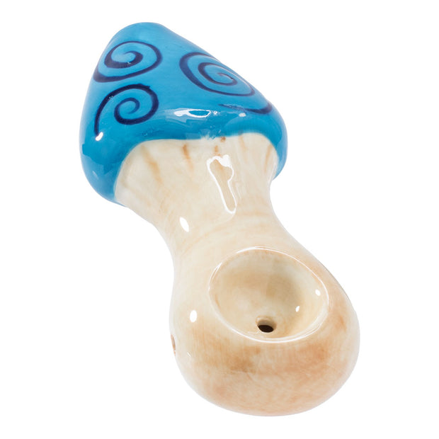 Wacky Bowlz Ceramic Hand Pipe | Blue Swirl Mushroom
