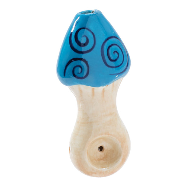 Wacky Bowlz Ceramic Hand Pipe | Blue Swirl Mushroom