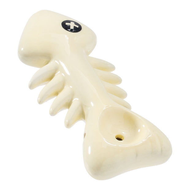 Wacky Bowlz Ceramic Hand Pipe | Fish Skeleton