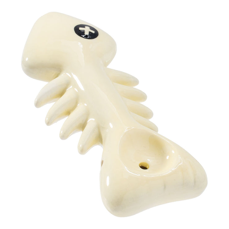Wacky Bowlz Ceramic Hand Pipe | Fish Skeleton