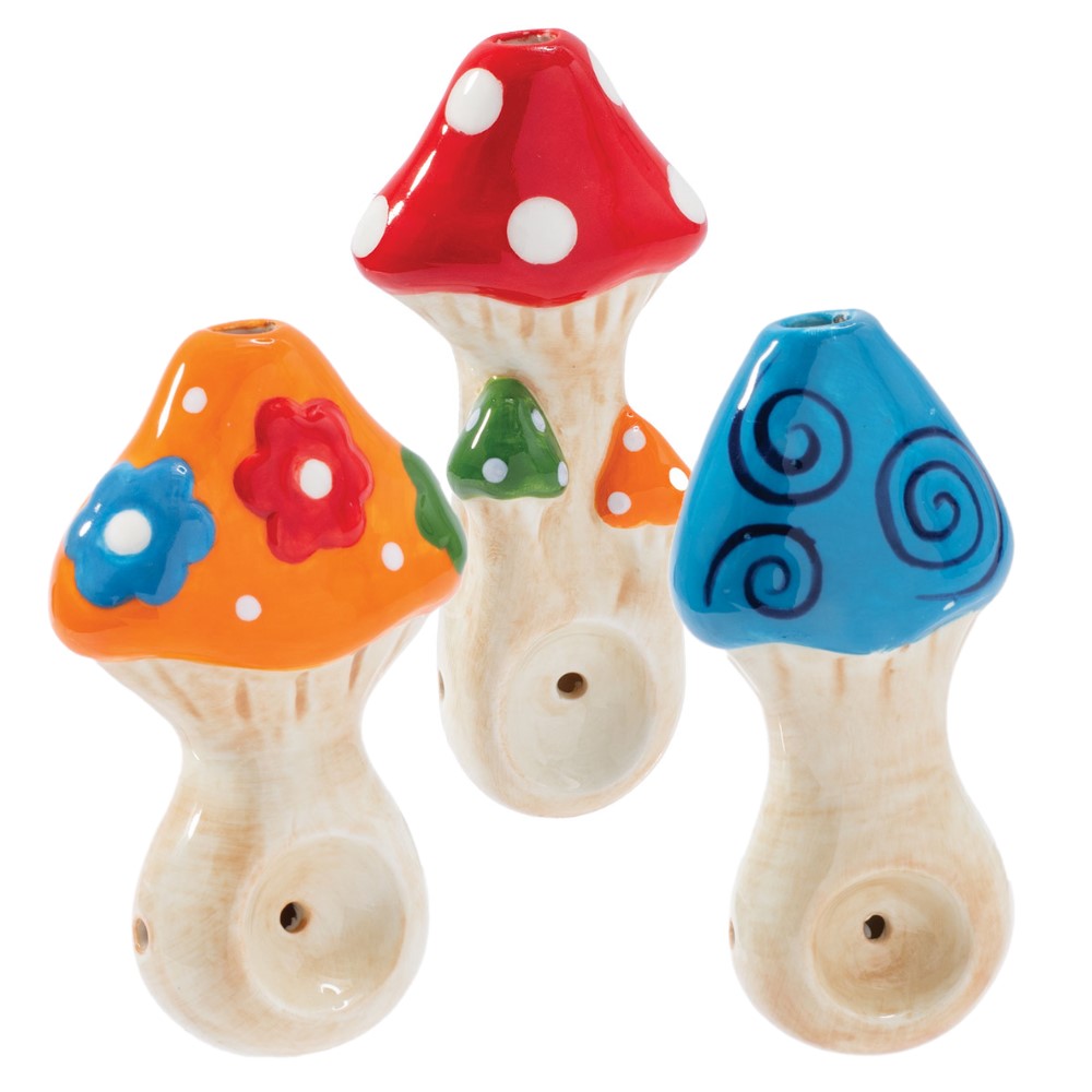 Wacky Bowlz Ceramic Hand Pipe | Patterned Mushroom Group