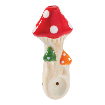 Wacky Bowlz Ceramic Hand Pipe | Triple Spotted Mushroom