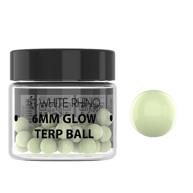 White Rhino Colored Glass Terp Pearls | 50ct Jar | Glow In The Dark