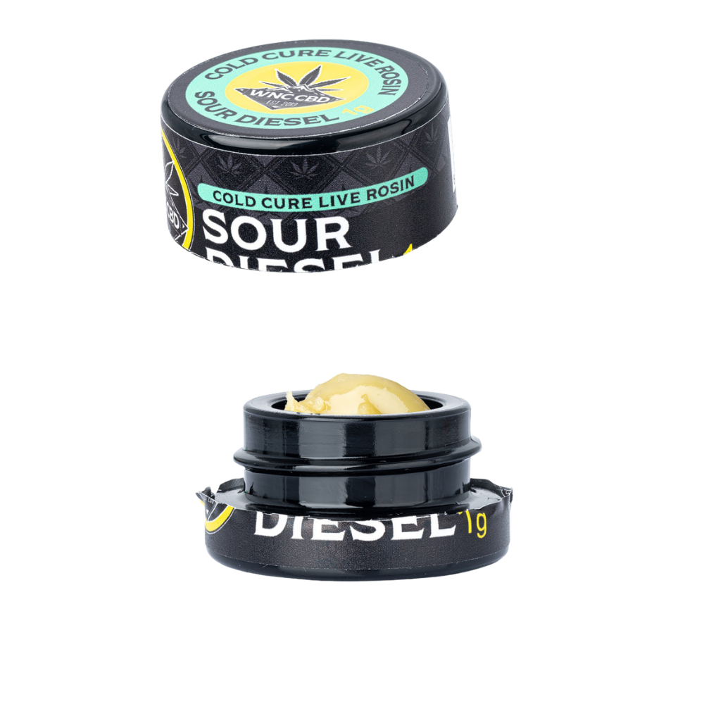 WNC CBD THCA Cold Cure Live Rosin | Sour Diesel | 1 Gram Jar