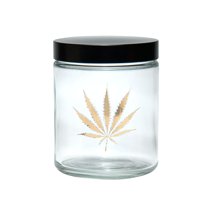 Pulsar 420 Jars | Large Clear Screw Top Jar | Gold Leaf