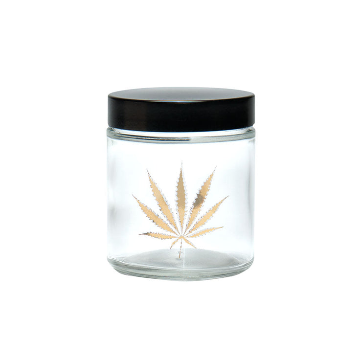 Pulsar 420 Jars | Medium Clear Screw Top Jar | Gold Leaf