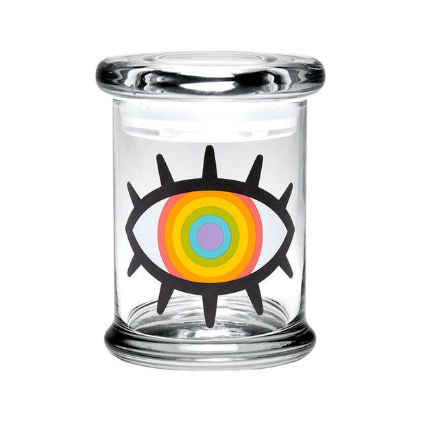 Pulsar 420 Jars x Wokeface | Medium Pop Top Jar | Woke Rainbow Eye