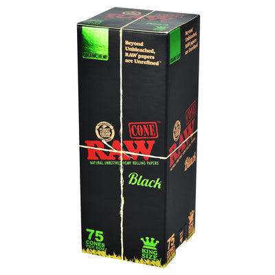 RAW Black Organic Hemp Pre-Rolled Cones | 75pc Box | King Size