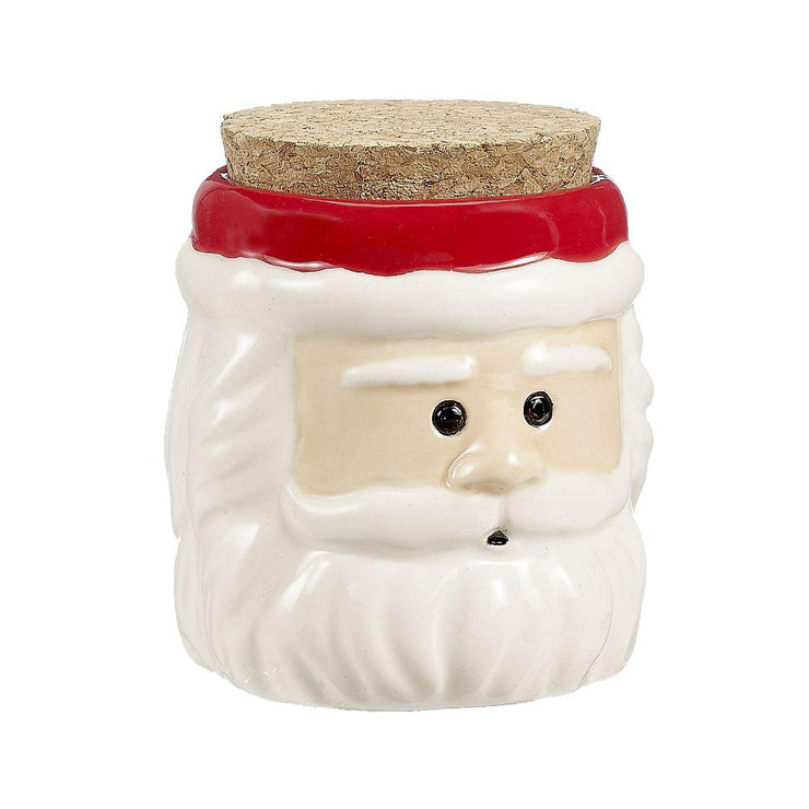 Santa Surprise Ceramic Stash Jar w/ Cork Lid