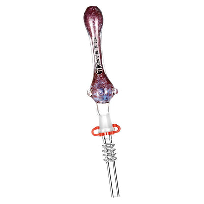 Pulsar Candy Frit Twist Dab Straw | Quartz Maroon Blue
