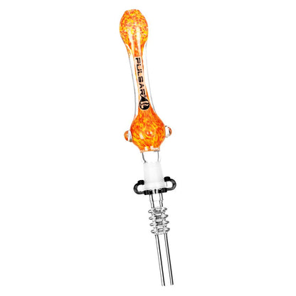 Pulsar Candy Frit Twist Dab Straw | Quartz Orange Yellow