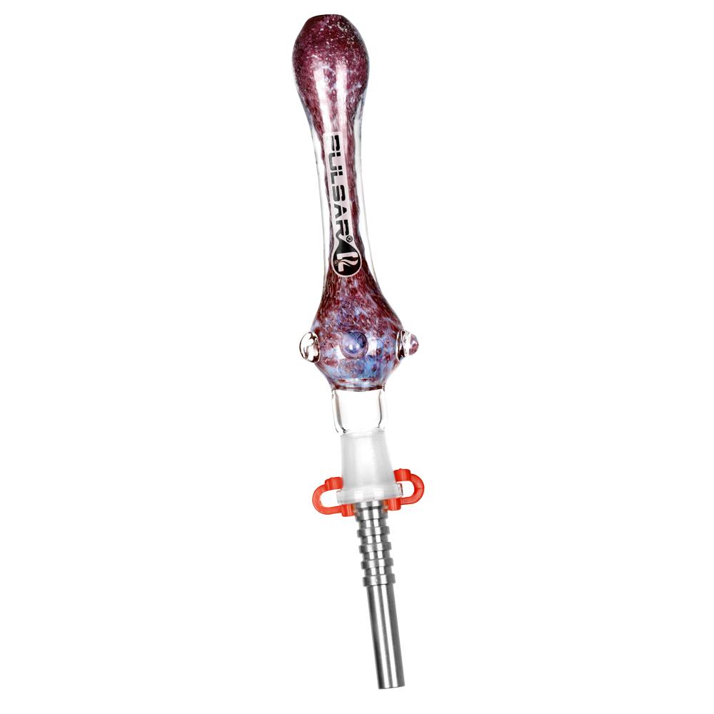 Pulsar Candy Frit Twist Dab Straw | Titanium Maroon Blue