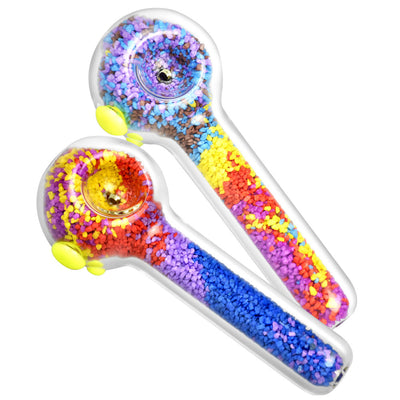 Frit Filled Glass Spoon Pipe w/ Glow