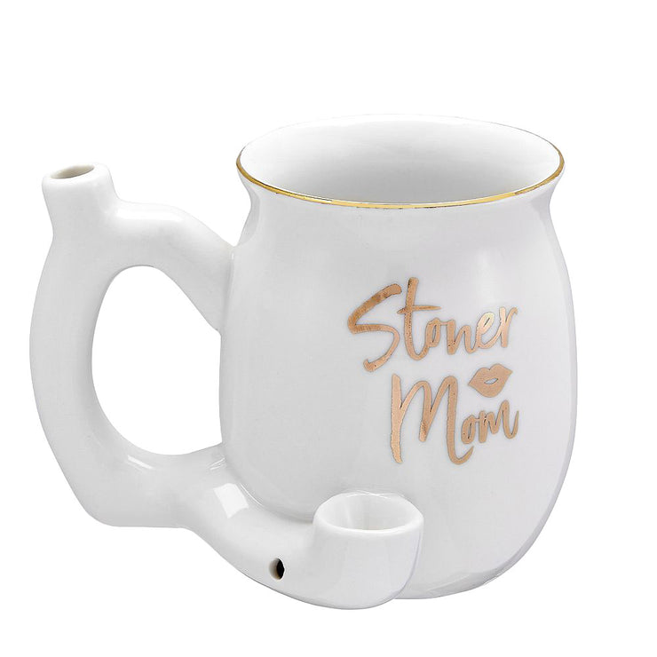 Stoner Mom Ceramic Mug Pipe in White Color