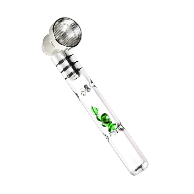 Gem-filled Glass & Metal Pipe | Green