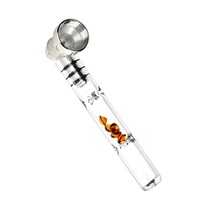 Gem-filled Glass & Metal Pipe | Amber