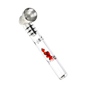 Gem-filled Glass & Metal Pipe | Red