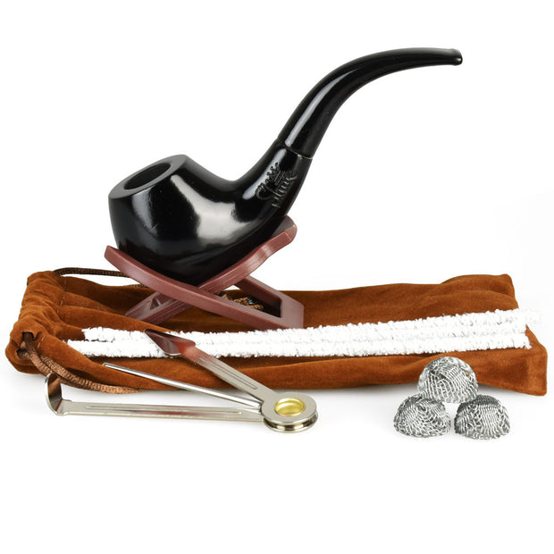 Pulsar Shire Pipes Bent Ebony Cherry Wood Tobacco Pipe