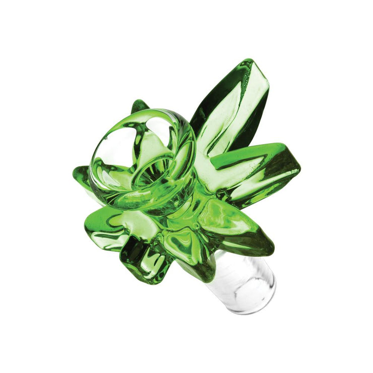 Hemp Leaf Glass Bong Bowl | Green
