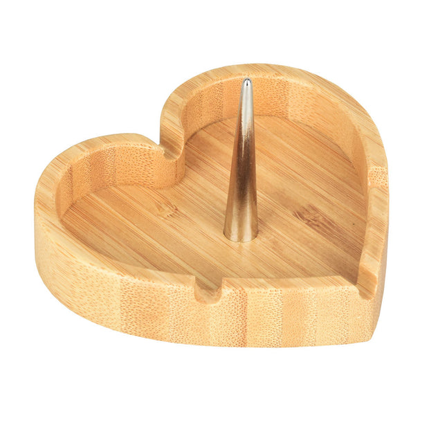 Bamboo Ashtray w/ Cleaning Spike | Heart