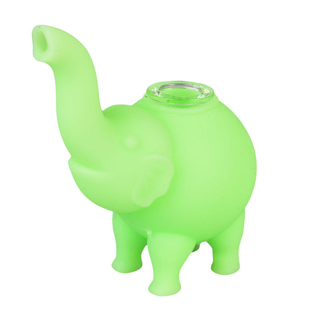 Elephant Silicone Bubbler | Green Glow