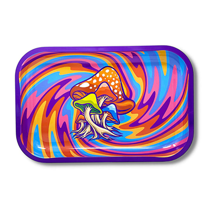 Mushroom Rainbow Swirl Metal Rolling Tray