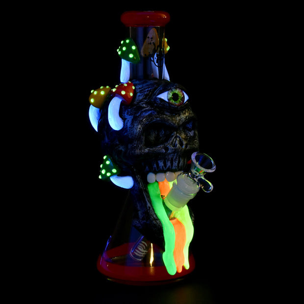 Pulsar Rainbow Puking Skull Beaker Bong | Glow