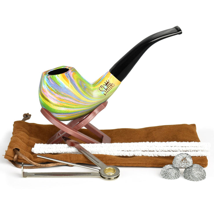 Pulsar Shire Pipes Bent Brandy Rainbow Tobacco Pipe | Full Set