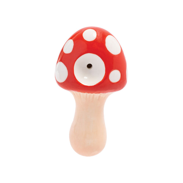 Wacky Bowlz Ceramic Hand Pipe | Mushroom | Red